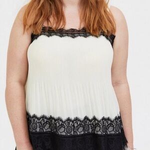 Torrid Cream Chiffon and Lace Pleated Cami Tank Top 4